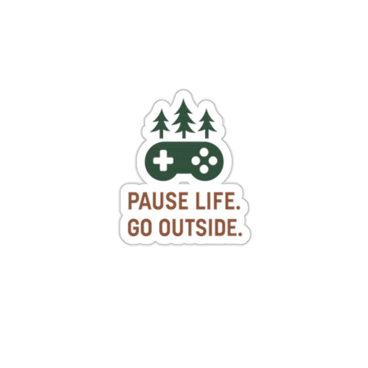 Adventure Gaming Die-Cut Stickers, Outdoor Enthusiast Decor, Gaming Accessories, Eco-Friendly Stickers, Pause Life Go Outside