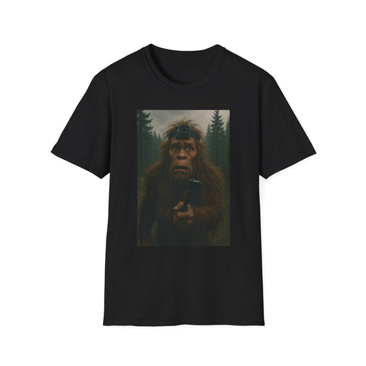 Bigfoot Vlog Explorer Unisex Softstyle T-Shirt, Vintage Nature Tee, Adventure Shirt, Gift for Outdoor Lovers, Hiking Apparel