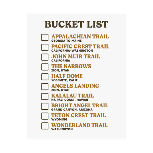 Bucket List Adventure Satin Poster, Wall Art, Gift for Hikers, Home Decor, Unique Travel Map